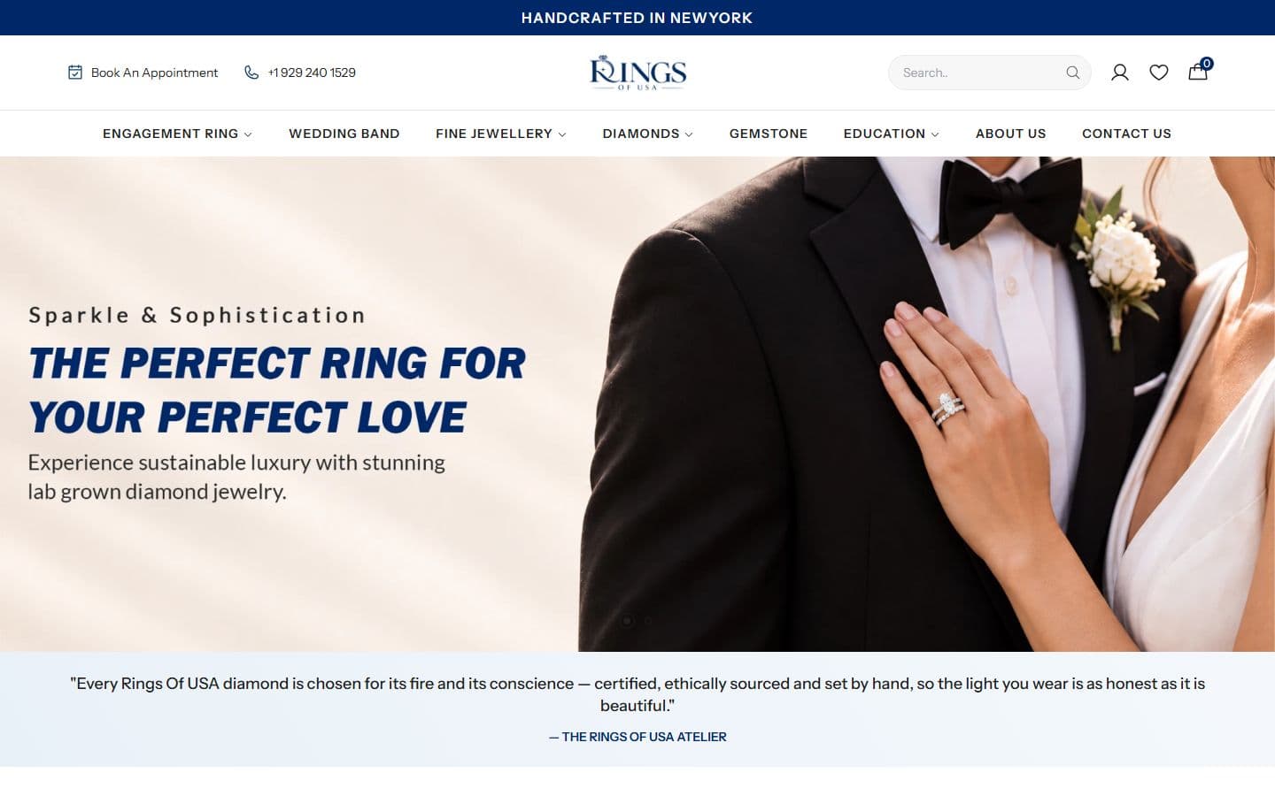 Rings of USA jewellery website homepage, built by Brand Brisk