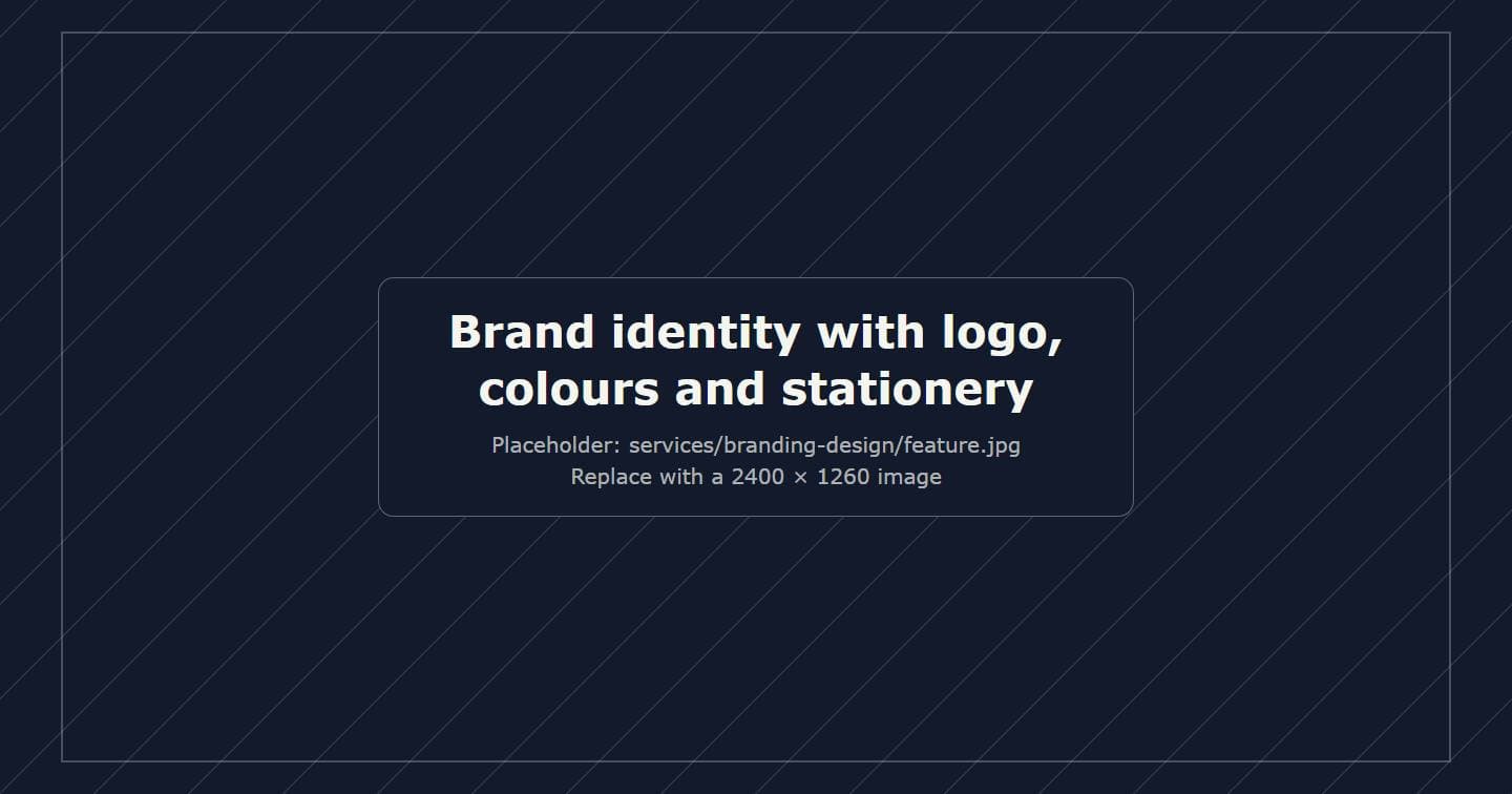 Brand identity with logo, colours and stationery