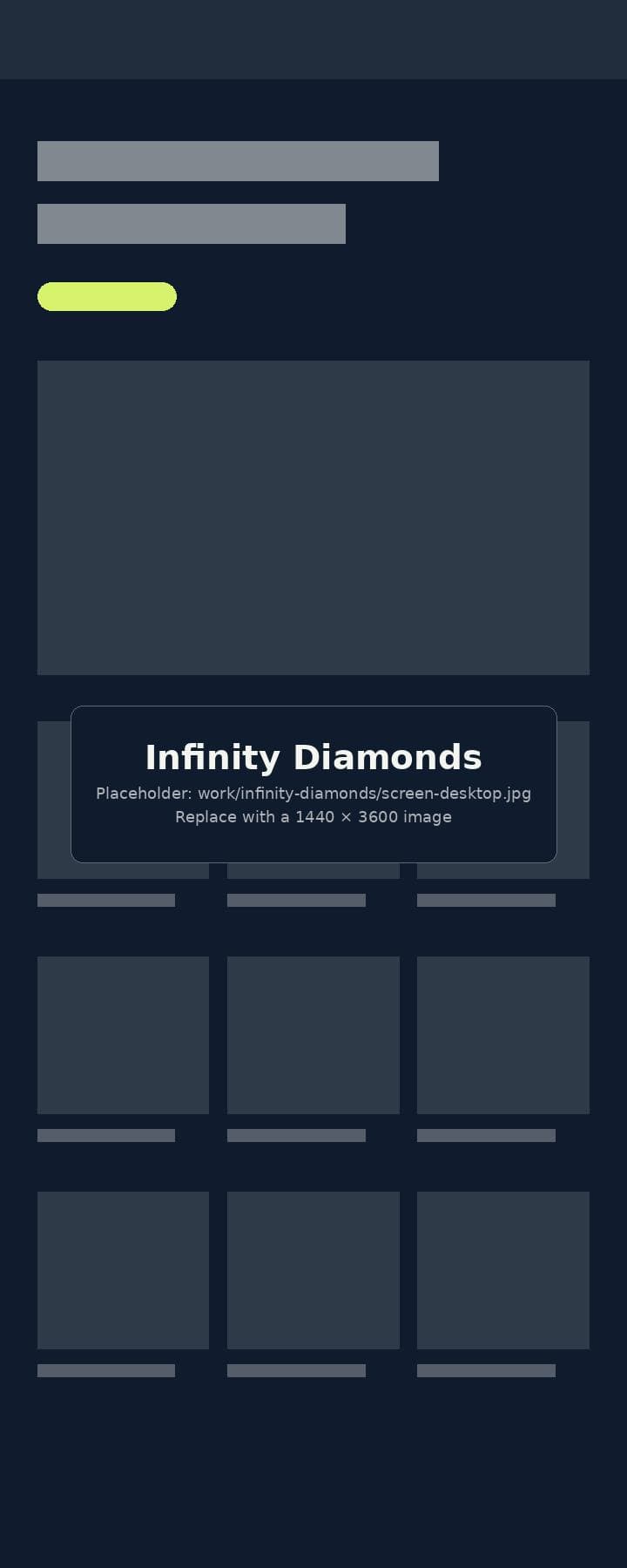 Infinity Diamonds website, full page
