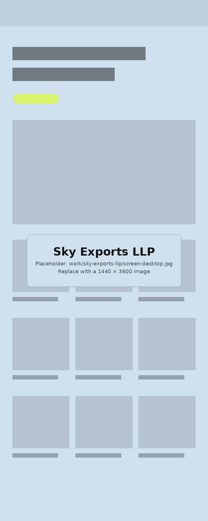 Sky Exports LLP website, full page