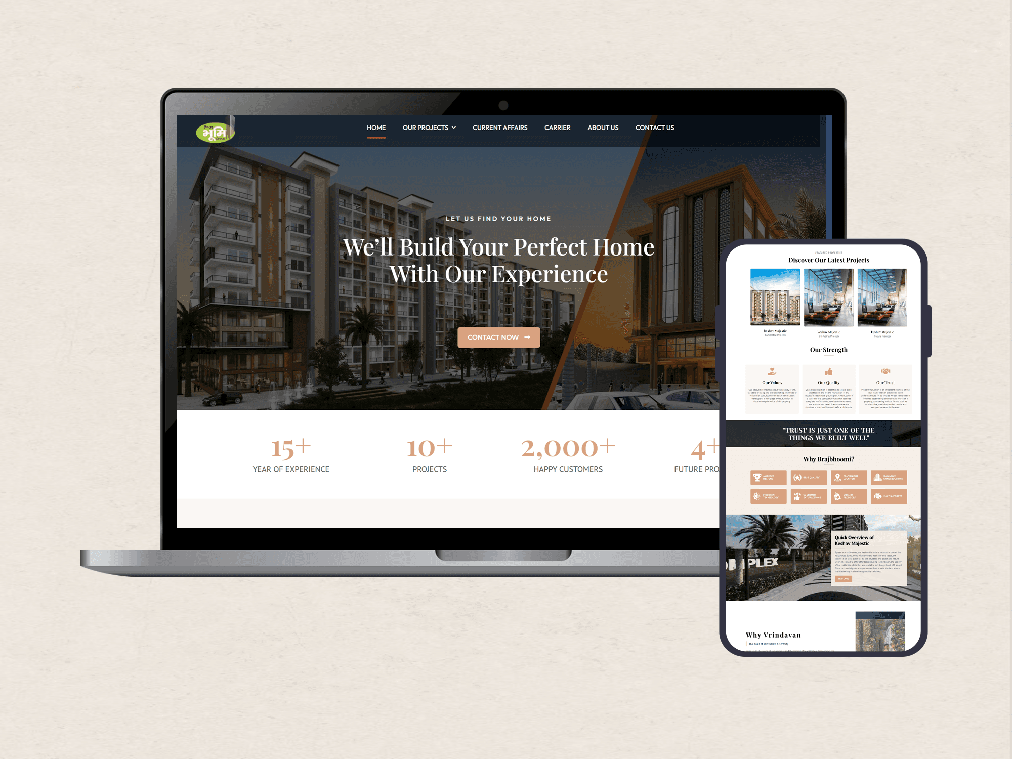 Braj Bhoomi real estate website design shown on screen